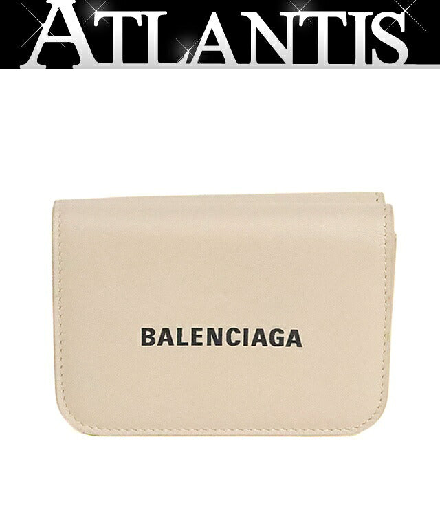 BALENCIAGA Compact Leather Pink Beige Wallet