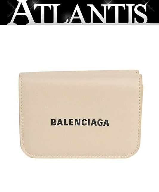 BALENCIAGA Compact Leather Pink Beige Wallet