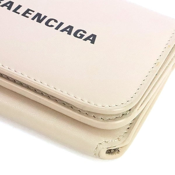 BALENCIAGA Compact Leather Pink Beige Wallet