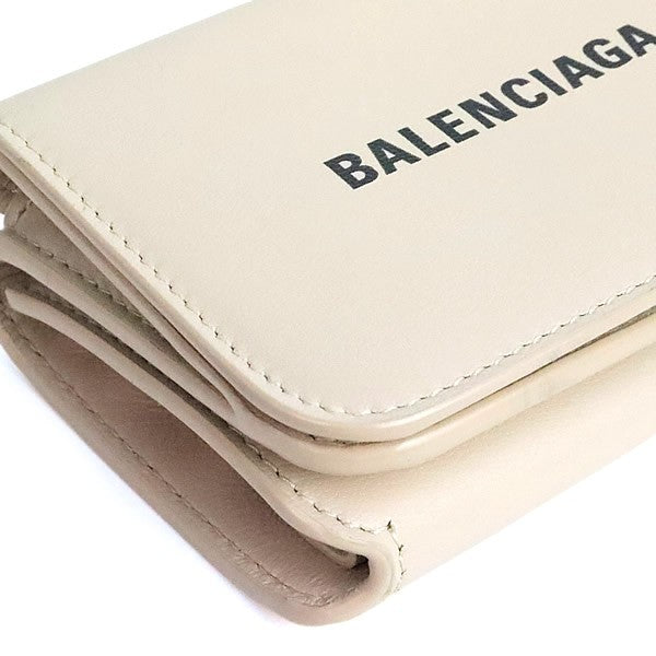 BALENCIAGA Compact Leather Pink Beige Wallet