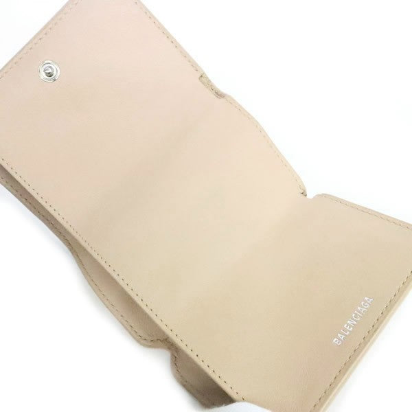 BALENCIAGA Compact Leather Pink Beige Wallet