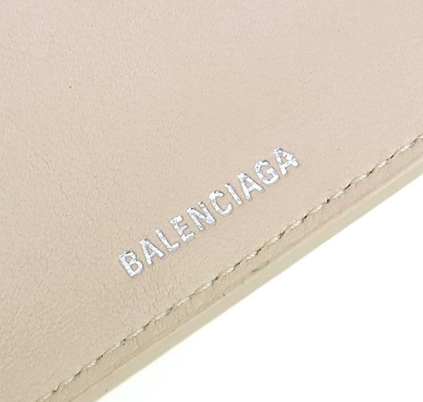BALENCIAGA Compact Leather Pink Beige Wallet