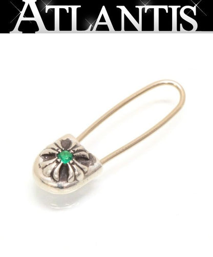CHROME HEARTS Safety Pin Emerald Earring Silver