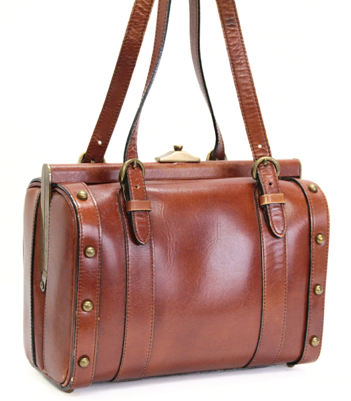 ANNA SUI Leather 2-Way Trunk Handbag Brown