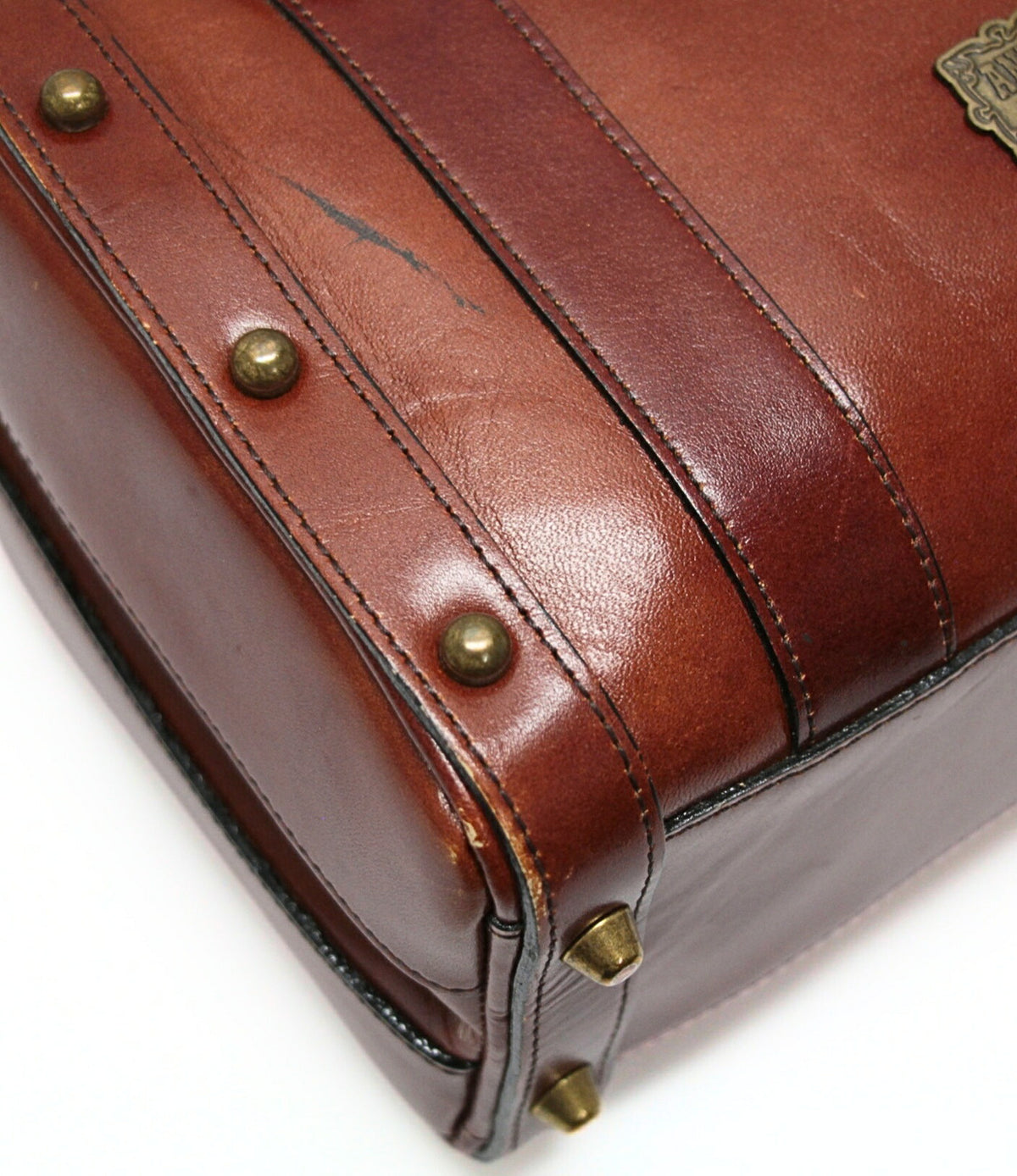 ANNA SUI Leather 2-Way Trunk Handbag Brown