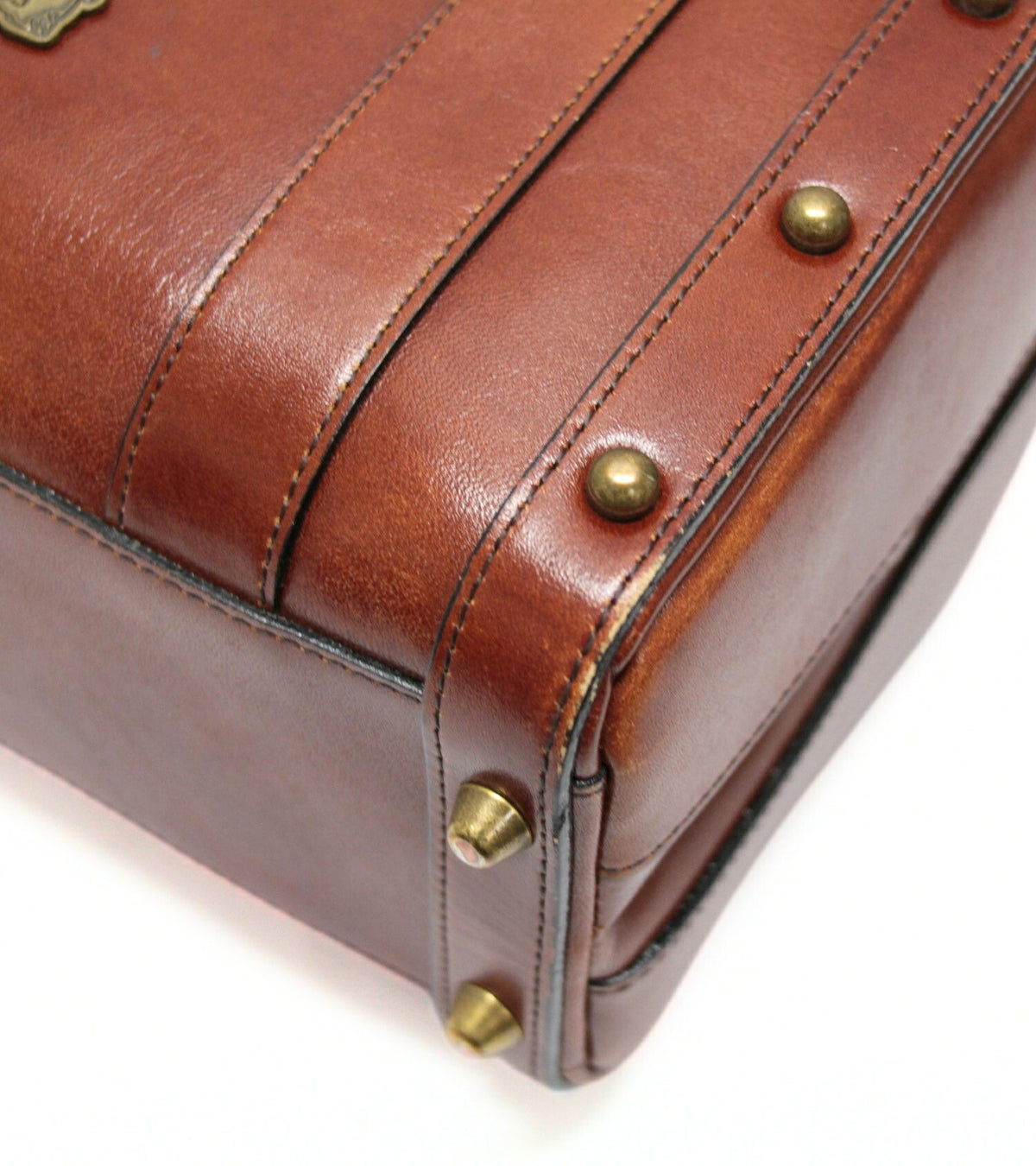 ANNA SUI Leather 2-Way Trunk Handbag Brown