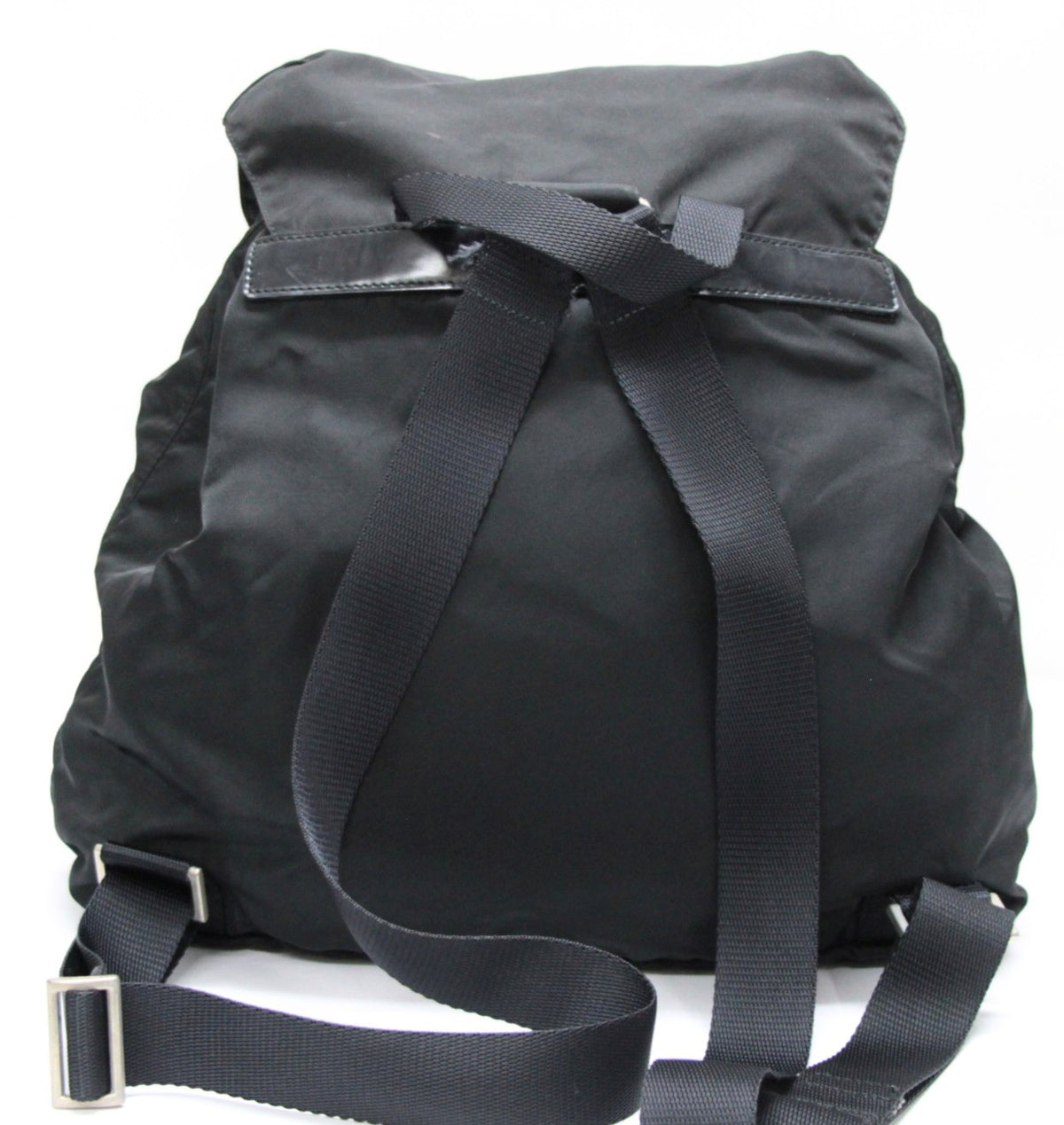 PRADA Triangle Logo Double Pocket Nylon Backpack Black
