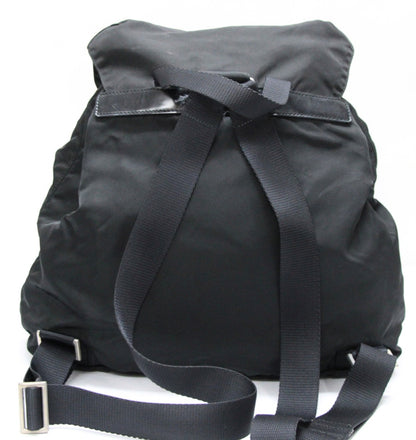 PRADA Triangle Logo Double Pocket Nylon Backpack Black