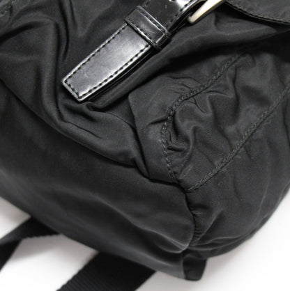 PRADA Triangle Logo Double Pocket Nylon Backpack Black