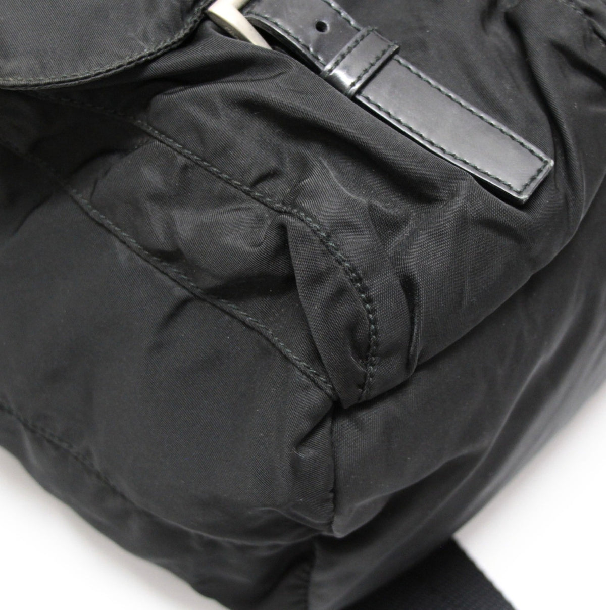 PRADA Triangle Logo Double Pocket Nylon Backpack Black