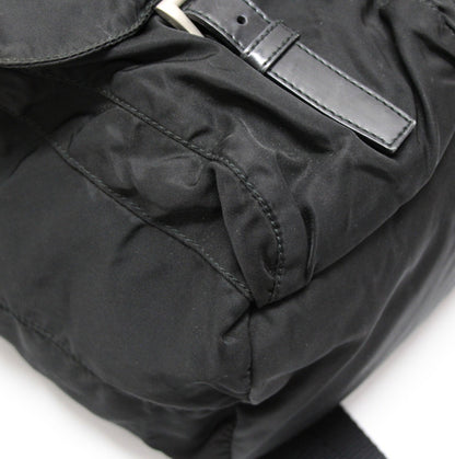 PRADA Triangle Logo Double Pocket Nylon Backpack Black