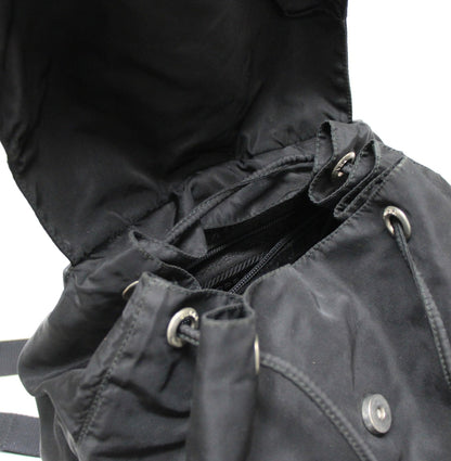 PRADA Triangle Logo Double Pocket Nylon Backpack Black