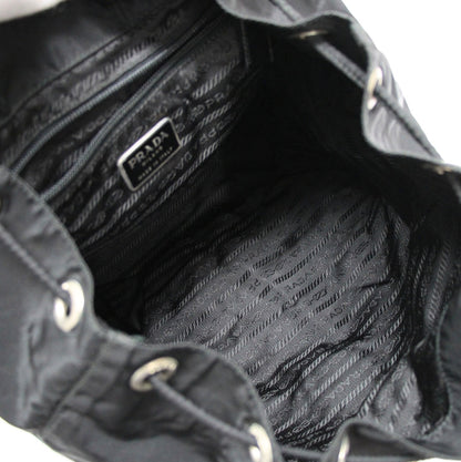PRADA Triangle Logo Double Pocket Nylon Backpack Black