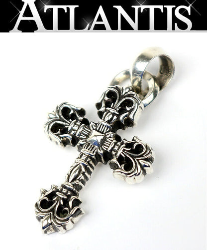 CHROME HEARTS Filigree Cross XS Bail Pendant Charm Silver