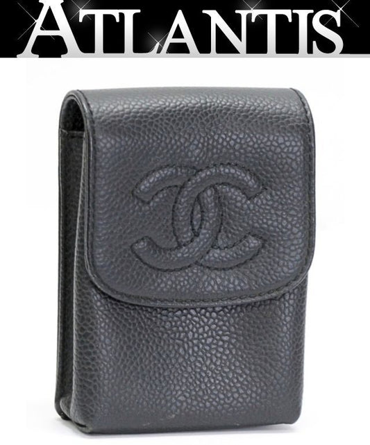 CHANEL Caviar Leather Cigarette Case Black