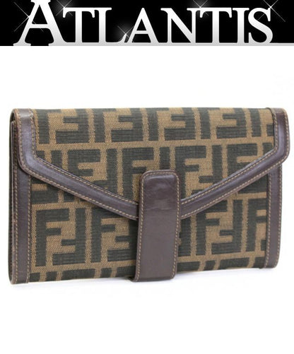 FENDI Zucca Organizer Canvas Wallet Brown