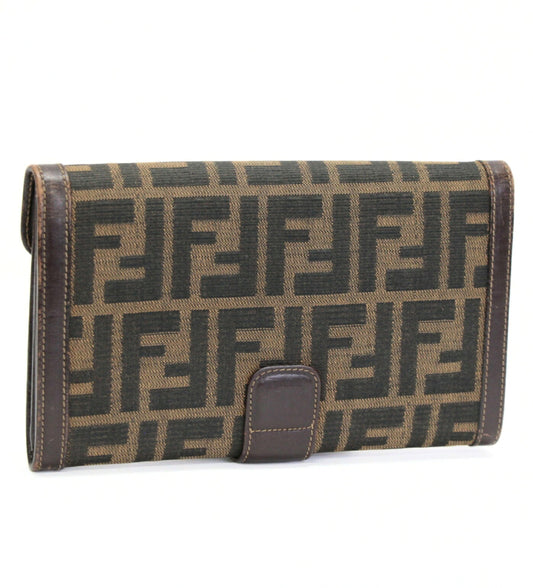 FENDI Zucca Organizer Canvas Wallet Brown