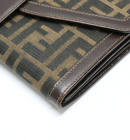 FENDI Zucca Organizer Canvas Wallet Brown