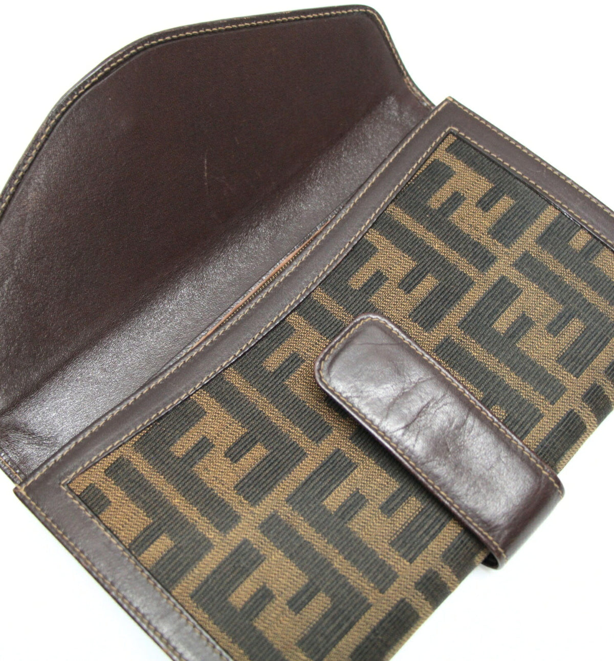 FENDI Zucca Organizer Canvas Wallet Brown