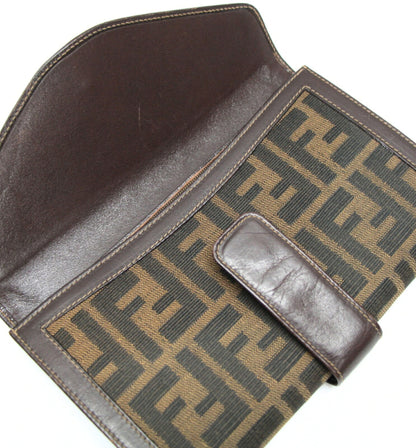 FENDI Zucca Organizer Canvas Wallet Brown