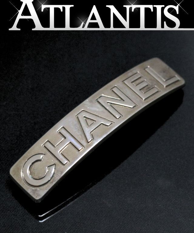 CHANEL Logo Silver Barrette