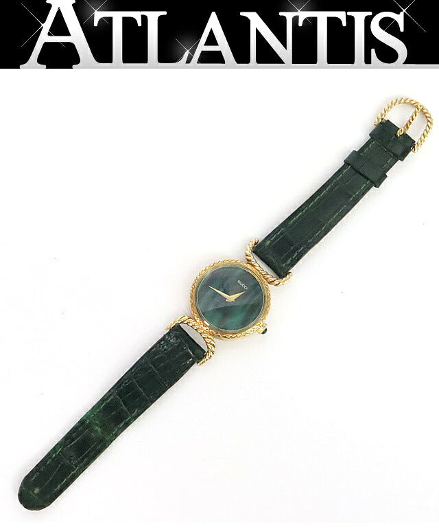 GUCCI Antique Malachite Green Gold Watch