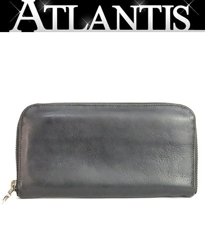 CHROME HEARTS REC ZIP Plain Round Zipper Long Wallet Black