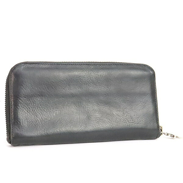 CHROME HEARTS REC ZIP Plain Round Zipper Long Wallet Black