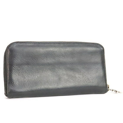 CHROME HEARTS REC ZIP Plain Round Zipper Long Wallet Black