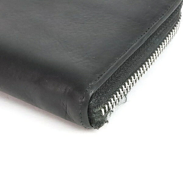 CHROME HEARTS REC ZIP Plain Round Zipper Long Wallet Black