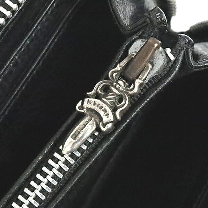 CHROME HEARTS REC ZIP Plain Round Zipper Long Wallet Black