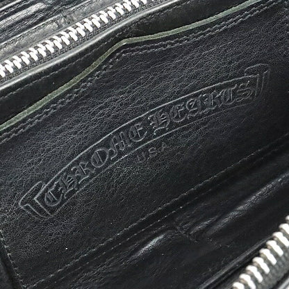 CHROME HEARTS REC ZIP Plain Round Zipper Long Wallet Black