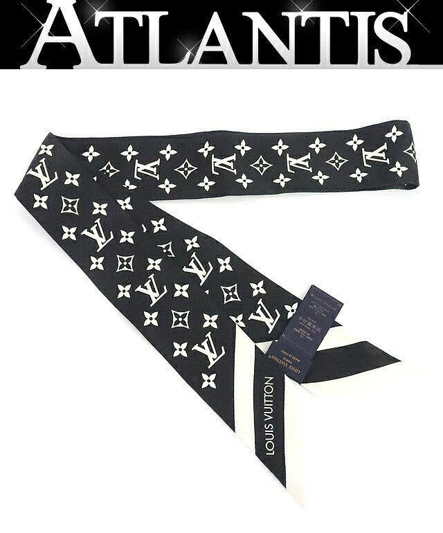 Louis Vuitton Twilly Silk Black White Scarf