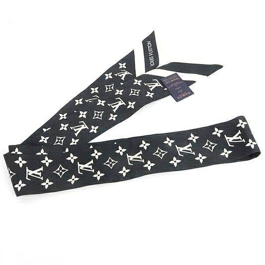 Louis Vuitton Twilly Silk Black White Scarf