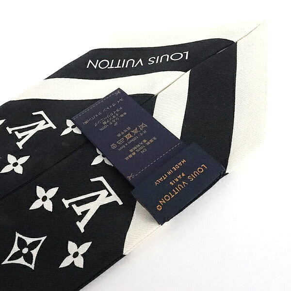 Louis Vuitton Twilly Silk Black White Scarf
