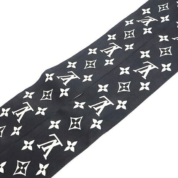 Louis Vuitton Twilly Silk Black White Scarf