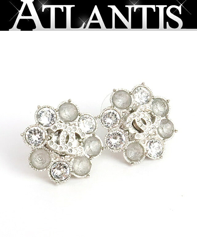 CHANEL Coco Mark Earrings Silver