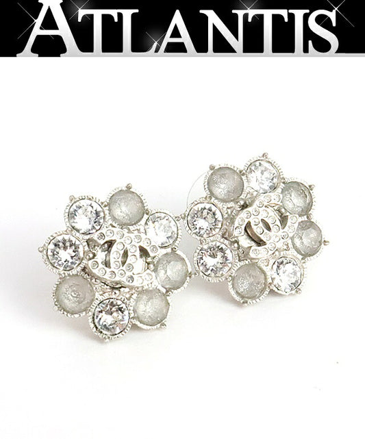 CHANEL Coco Mark Earrings Silver
