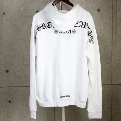 CHROME HEARTS Arch Logo T-Bar Zip Hoodie White Cotton Size L