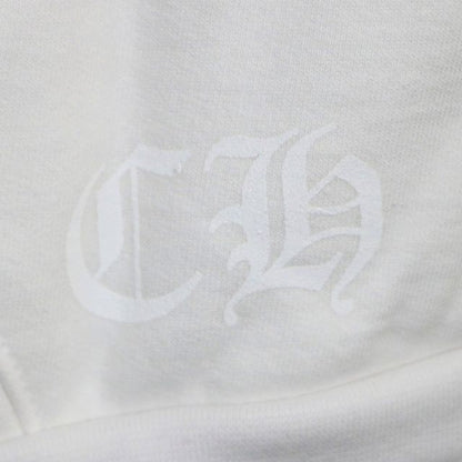 CHROME HEARTS Arch Logo T-Bar Zip Hoodie White Cotton Size L