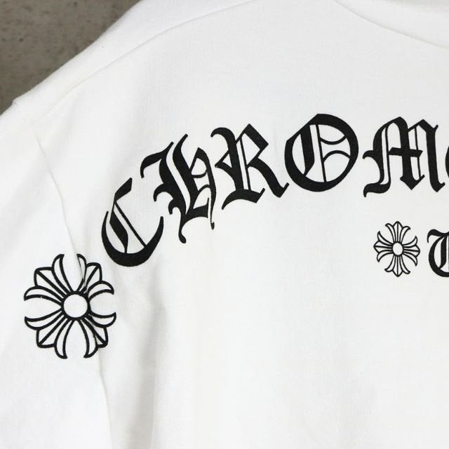 CHROME HEARTS Arch Logo T-Bar Zip Hoodie White Cotton Size L