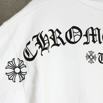 CHROME HEARTS Arch Logo T-Bar Zip Hoodie White Cotton Size L