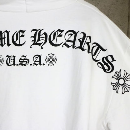 CHROME HEARTS Arch Logo T-Bar Zip Hoodie White Cotton Size L
