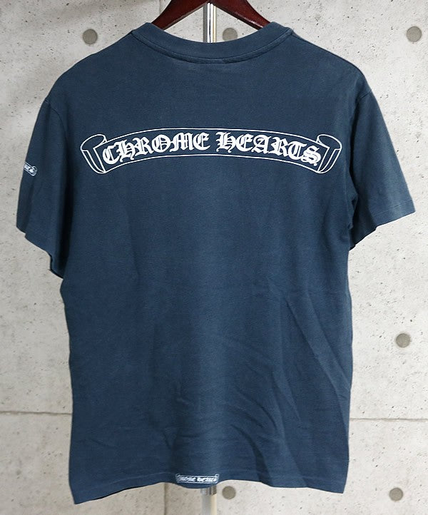 CHROME HEARTS Old Neck Logo Scroll Label T-Shirt Navy Size M