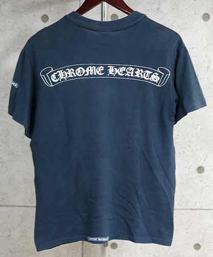 CHROME HEARTS Old Neck Logo Scroll Label T-Shirt Navy Size M