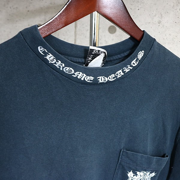 CHROME HEARTS Old Neck Logo Scroll Label T-Shirt Navy Size M