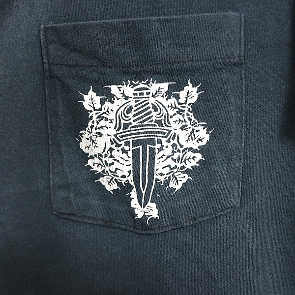CHROME HEARTS Old Neck Logo Scroll Label T-Shirt Navy Size M
