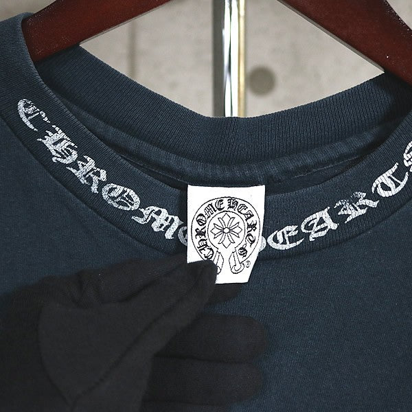CHROME HEARTS Old Neck Logo Scroll Label T-Shirt Navy Size M