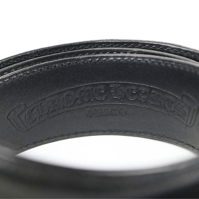 CHROME HEARTS 3PC OTJ Leather Belt Black SV925 Size 38
