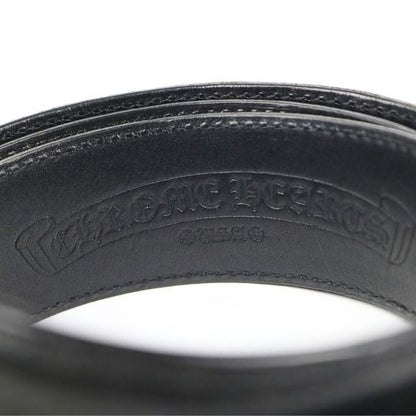 CHROME HEARTS 3PC OTJ Leather Belt Black SV925 Size 38